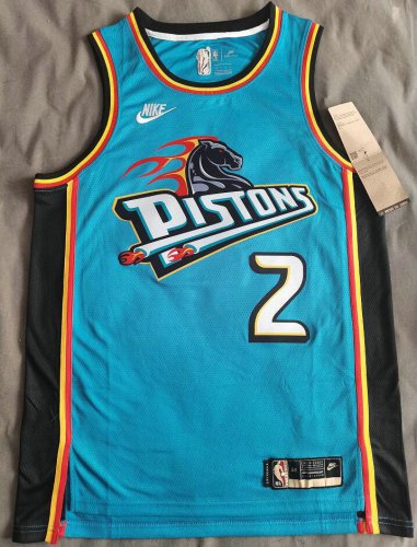 Maillot de Basket #2 Cunningham Detroit Pistons 22-23 classic Bleu Brodé logos